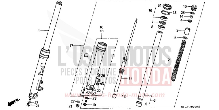 GABEL, VORNE von CB1000F "Big One" MUTE BLACK METALLIC (NH359) von 1995